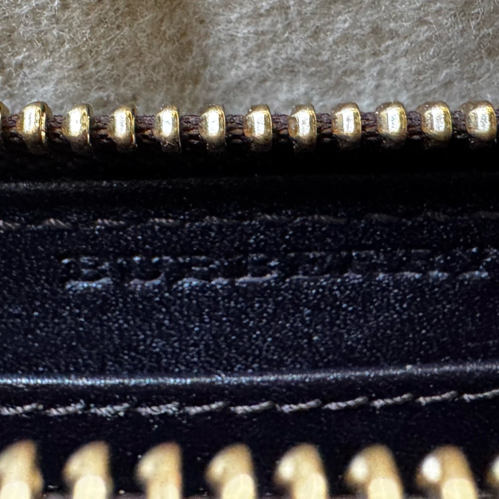 Burberry Textured Brown Leather Wallet with Gold Accent - Picture 5 of 6